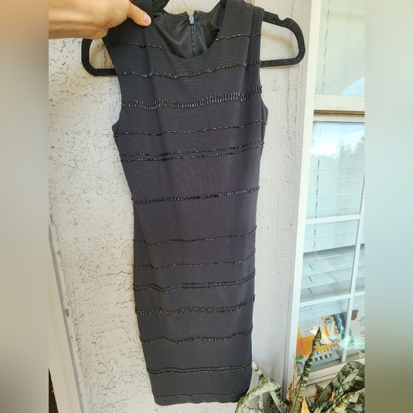Laundry By Shelli Segal Elegant Black Beaded Sleeveless Dress Sz 4.